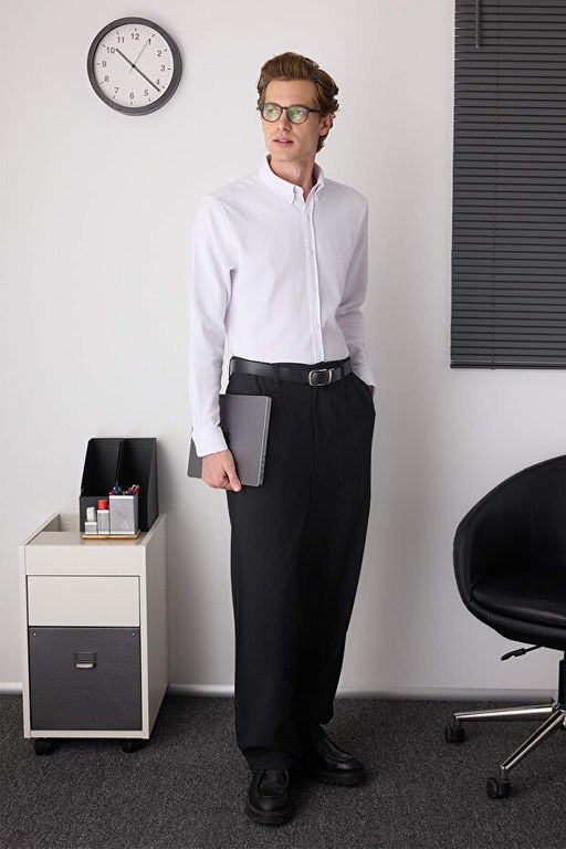 Beyaz Slim Fit Erkek Dokulu G_mlek TMNAW26GO00002 - Trendyolmilla фото 2