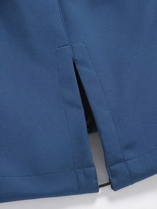 Парка женская софтшелл виндстоппер удлинённая с капюшоном синего цвета 9618_1S