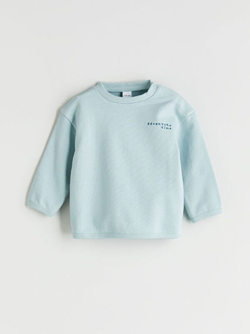 S?rt Bask?l? Erkek Bebek Sweatshirt ve E?ofman Alt