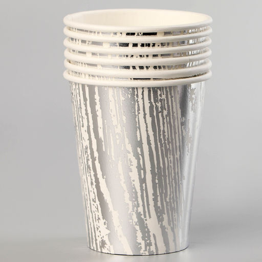 Стаканы бумажные «Полосы», 6 шт., цвет серебро