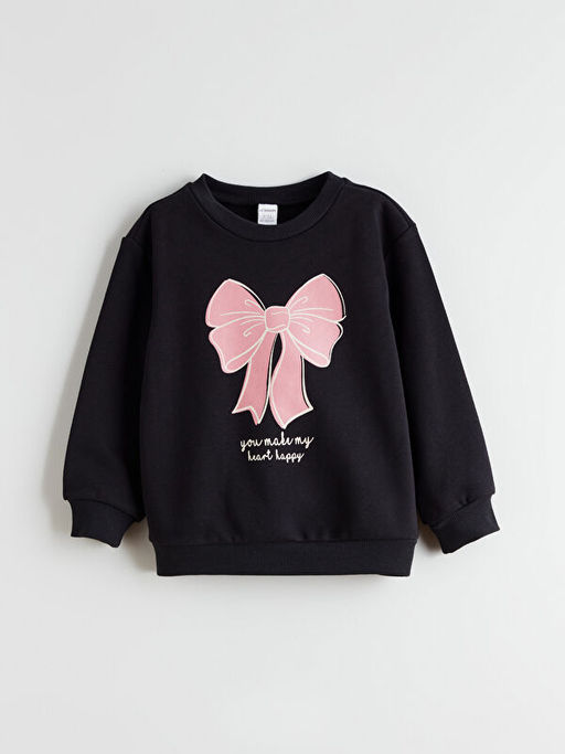 Bask?l? K?z ?ocuk Sweatshirt ve E?ofman Alt?