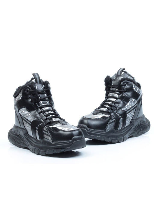 04-8525-4 BLACK Ботинки зимние женские (искусственные материалы)