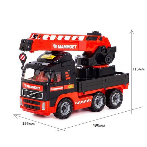 Автомобиль-кран с поворотной платформой "MAMMOET Volvo" (203-01, 56979) в сеточке 49*19,5*31,5см, Полесье