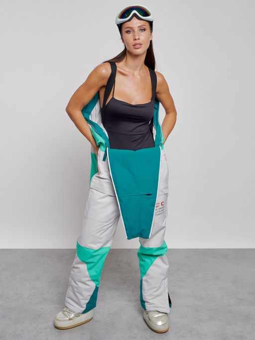 Горнолыжный комбинезон женский зимний зеленого цвета 2320Z