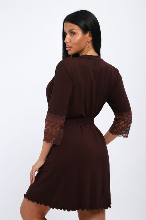 Халат женский из вискозы Адель Нуар шоколад - Амадэль фото 12