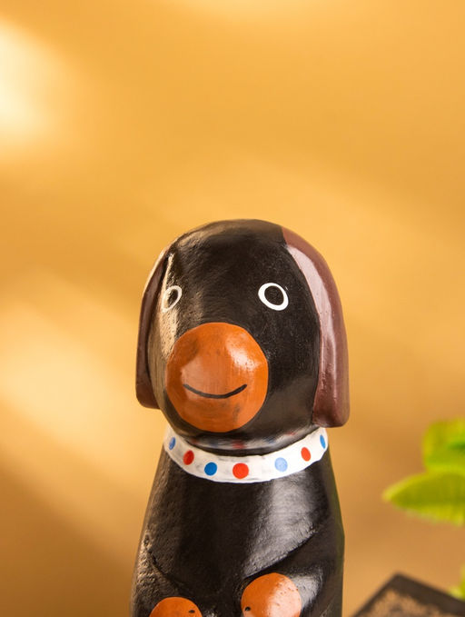 Сувенир «Щенок сидячий», 5×7×15 см, дерево, чёрный