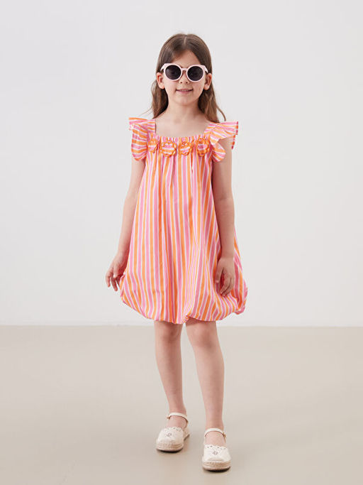 Bisiklet Yaka K?z ?ocuk Poplin Elbise