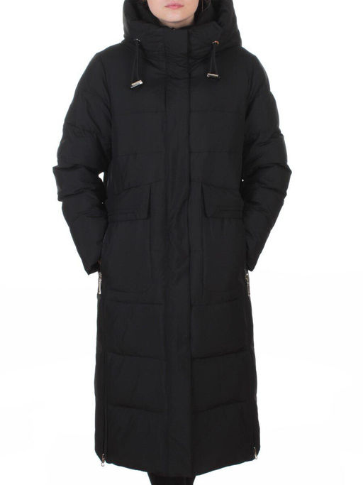 8359 BLACK Пальто зимнее женское (200 гр. холлофайбер)