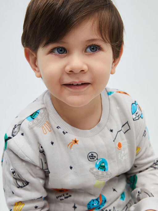 Bisiklet Yaka Uzun Kollu Bask?l? Erkek Bebek Sweatshirt - Waikiki фото 2