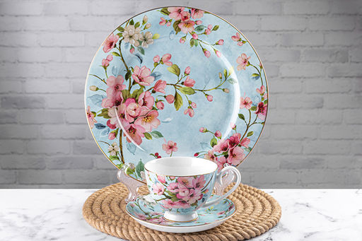 Набор тарелок 2 пр. 26*26*2 см Яблоневый цвет на голубом NEW BONE CHINA - Elan gallery фото 6