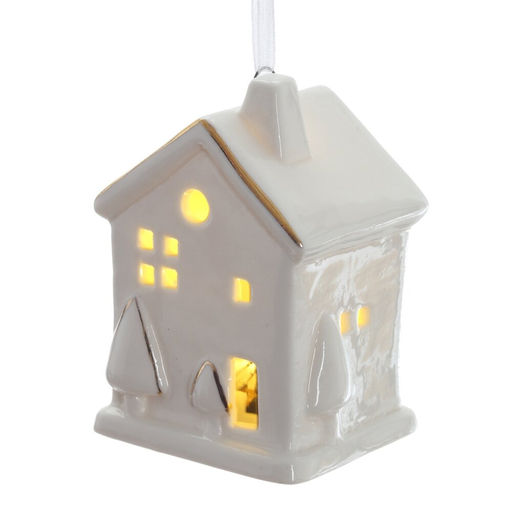 Фигурка декоративная подвесная "Домик" с подсветкой (2хLR44), 2в., L4,5 W4 H6 см, 2в.