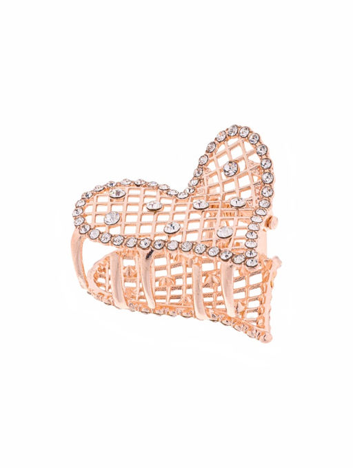 Цена за 6 шт. Крабик для волос «Элери», сердце, 4 см, золото