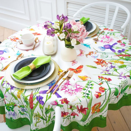 Скатерть Луговые цветы d=150 см, 100% хл, саржа 190 г/м?