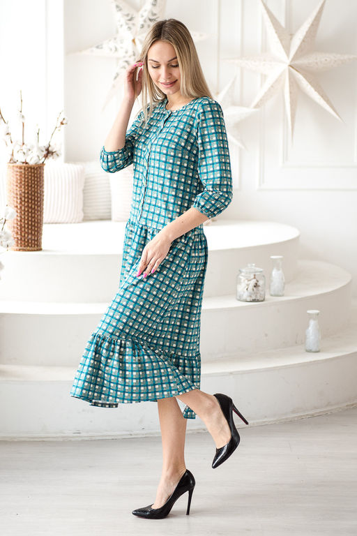 Платье женское из кулирки Софи зеленый - Амадэль фото 7