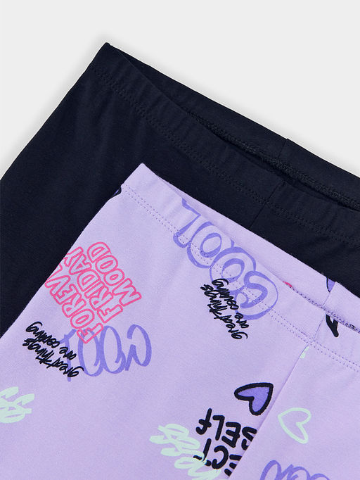 Шорты для девочек мультипак (2 шт.) в лавандовом и черном цвете с граффити