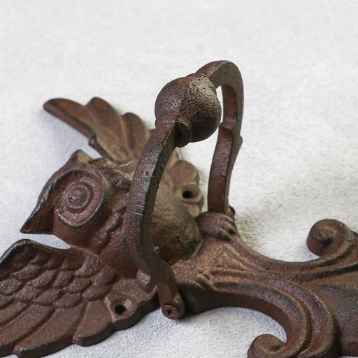 Дверной молоток для входной двери «Летящая сова», чугун, 23.5×18×5 см