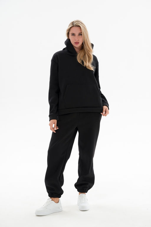 Костюм женский из футера 3х нит.начес Вектор черный - Амадэль фото 9