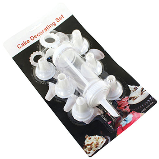 Кондитерский шприц "Гигант" 17х6х4см пластмассовый, насадки для крема - 7шт, пластик; в блистере (Китай)