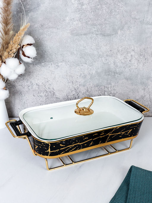 Мармит с подогревом 2 л Черное золото / BG-607-2 /уп 8/ керамическая чаша на подставке с подогревом - Галеонтрейд фото 4