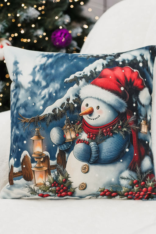 Наволочка декоративная новогодняя 2 шт рогожка