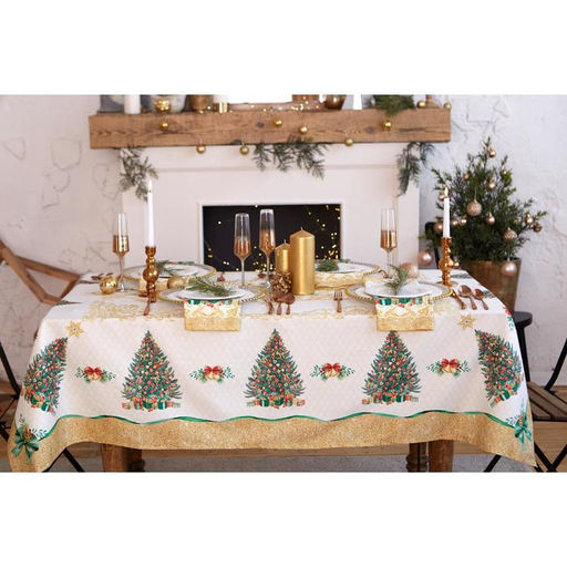 Скатерть новогодняя «Этель» Golden Christmas, 150×220 ±3 см с ГМВО, 100% хлопок, 190 г/м²