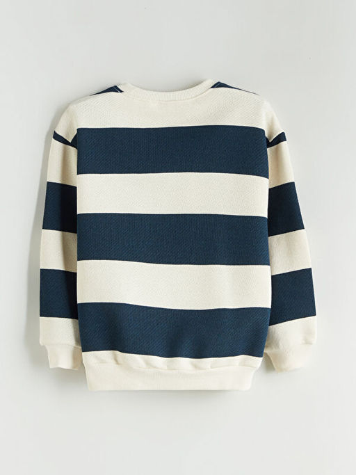 Bisiklet Yaka ?izgili Erkek ?ocuk Sweatshirt
