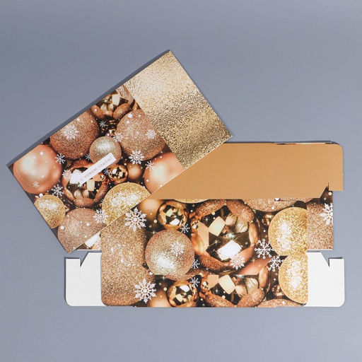 Подарочная коробка складная «Новогодние шары», 20×15×8 см, Новый год