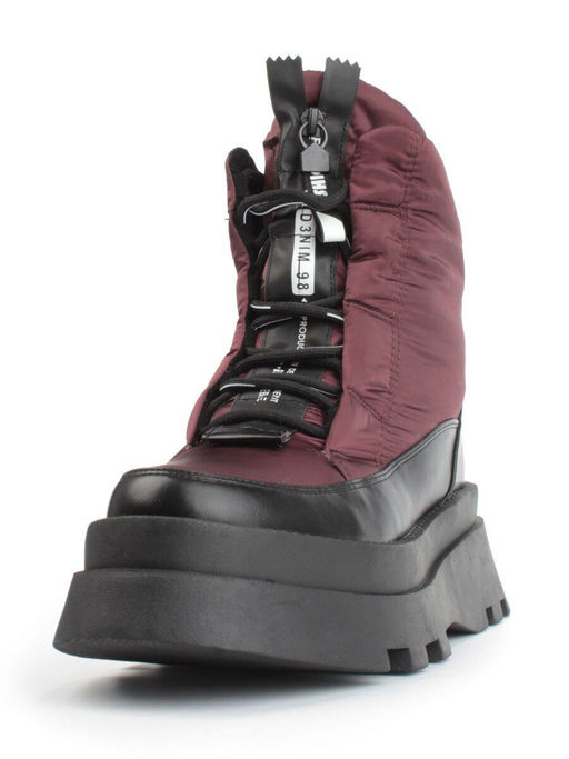 02-FAS16-4Z VINOUS/BLACK Дутики женские (искусственная кожа, плащевая ткань, шерсть) - Фабричный китай фото 8