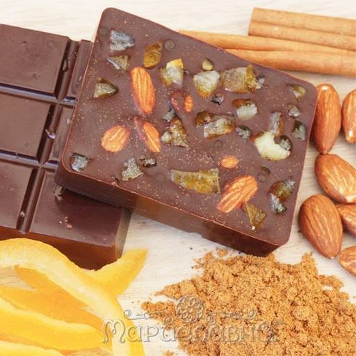 Шоколад горький Апельсин и жареный миндаль