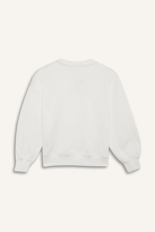 Oversize Geni_ Kal_p Bisiklet Yaka Bask_l_ Sweatshirt K_z _ocuk - Defacto фото 9