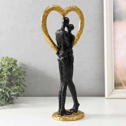 Фигурка полистоун Абстракция. Поцелуй у сердца, золото с чёрным, 14.5?9?32 см