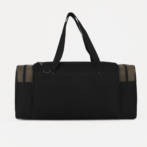 Сумка дорожная, 3 отдела на молниях, наружный карман, длинный ремень, цвет чёрный/хаки