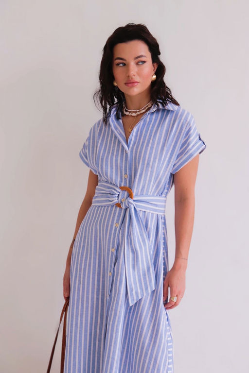 Martichelli Платье-рубашка в голубую полоску  фото 14
