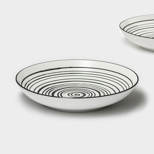 Тарелки глубокие Magistro Hypnose, 900 мл, 23×4,5 см, набор 2 шт, фарфор, белые