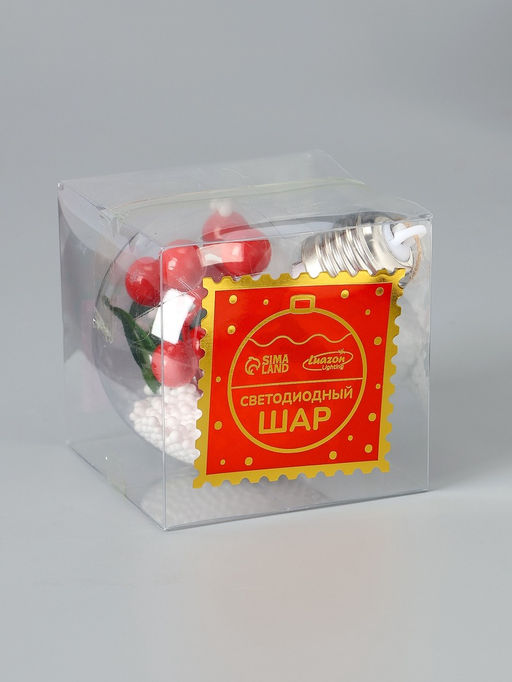 Ёлочный шар Ягоды, 1 LED, от батареек, свечение тёплое белое - Luazon lighting фото 12