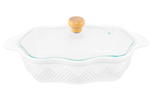 Блюдо д/зап и серв 32*20*14 см 1,5 л Ромбики ажур. + стекл крышка, на дер подставке - Elan gallery фото 27