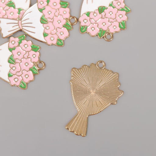 Цена за 5 шт. Декор для творчества металл, эмаль Букет цветов, 3.4?2.5 см