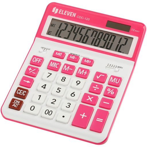 Калькулятор настольный ELEVEN CDC-120-WH/RD, 12-разрядный, 155*206*38мм, дв.питание, бело-красный