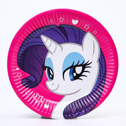 Цена за 10 шт. Тарелка одноразовая бумажная «С Днем Рождения!», 18 см, My Little Pony