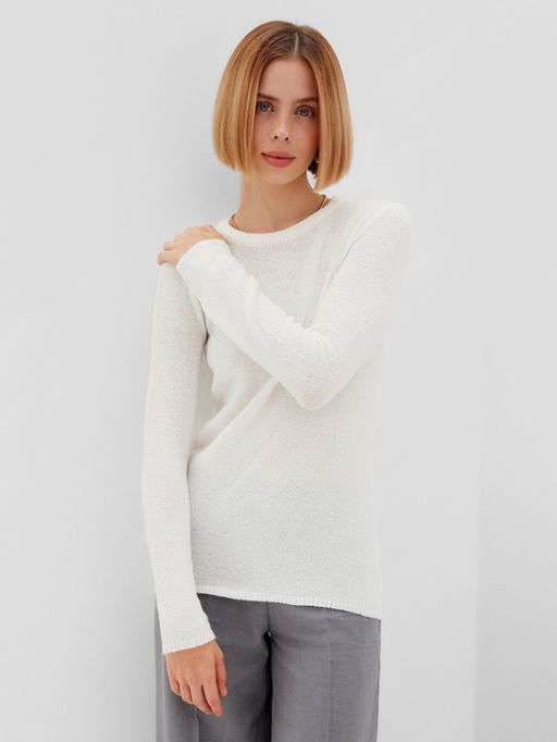 Джемпер женский MINAKU: Knitwear collection, цвет молочный, размер 50  фото 14