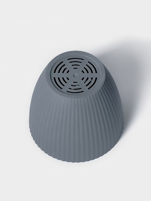 Горшок для цветов с поддоном Ribbed, пластиковый, 13.5×13.5×12 см, серый