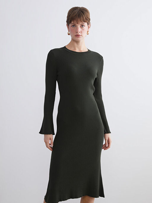 Bisiklet Yaka Triko Elbise