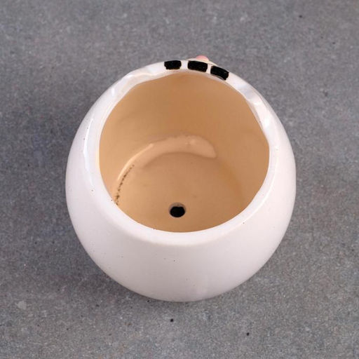 Горшок для цветов «Котёнок», 200 мл,8×8×8 см, керамика, бежевый