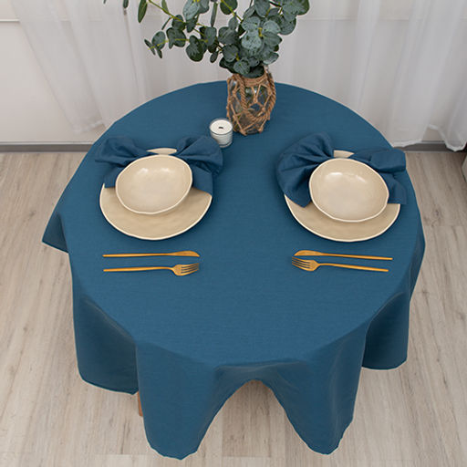 Скатерть декоративная Цвет Эмоций 145х145, саржа, 100% хлопок, Голубая сталь 145х145 - Традиция фото 4