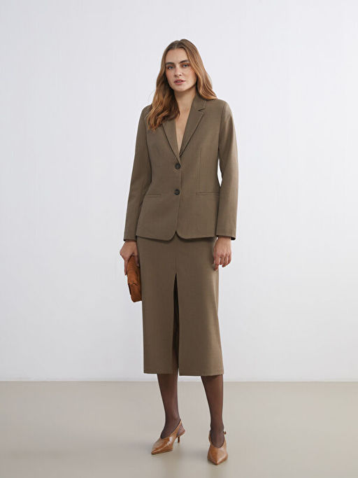 Beli Fermuarl? Ekose Y?rtma?l? Etek