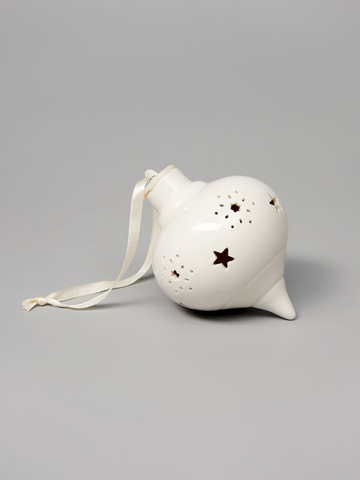 Ёлочный шар с подсветкой Снежный, 10.78.58.5 см, 1 LED, от батареек LR443, керамика, свечение тёплое белое - Luazon lighting фото 3