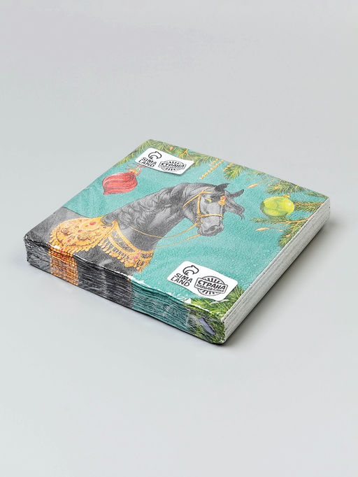 Цена за 3 шт. Салфетки бумажные двухслойные «С Новым Годом. Лошадь», 33×33 см, набор 20 штук