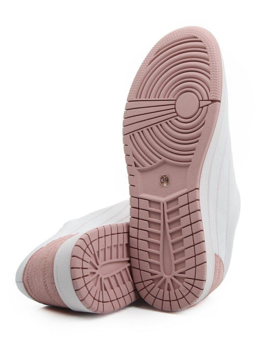 03-YA345-2 WHITE/PINK Полуботинки спортивные женские (натуральная кожа, натуральная замша)