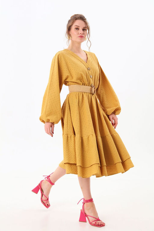 Платье NIKVA н974-1 горчица  фото 5