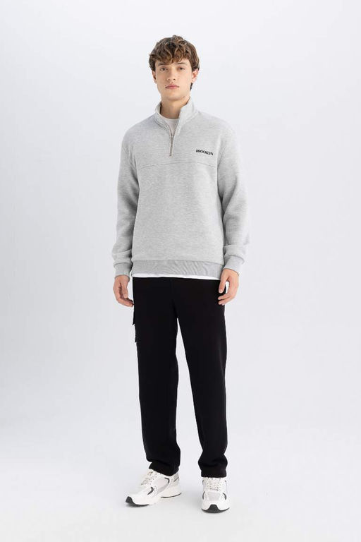 Толстовка из плотной ткани с высоким воротником и молнией Relax Fit - Defacto фото 2